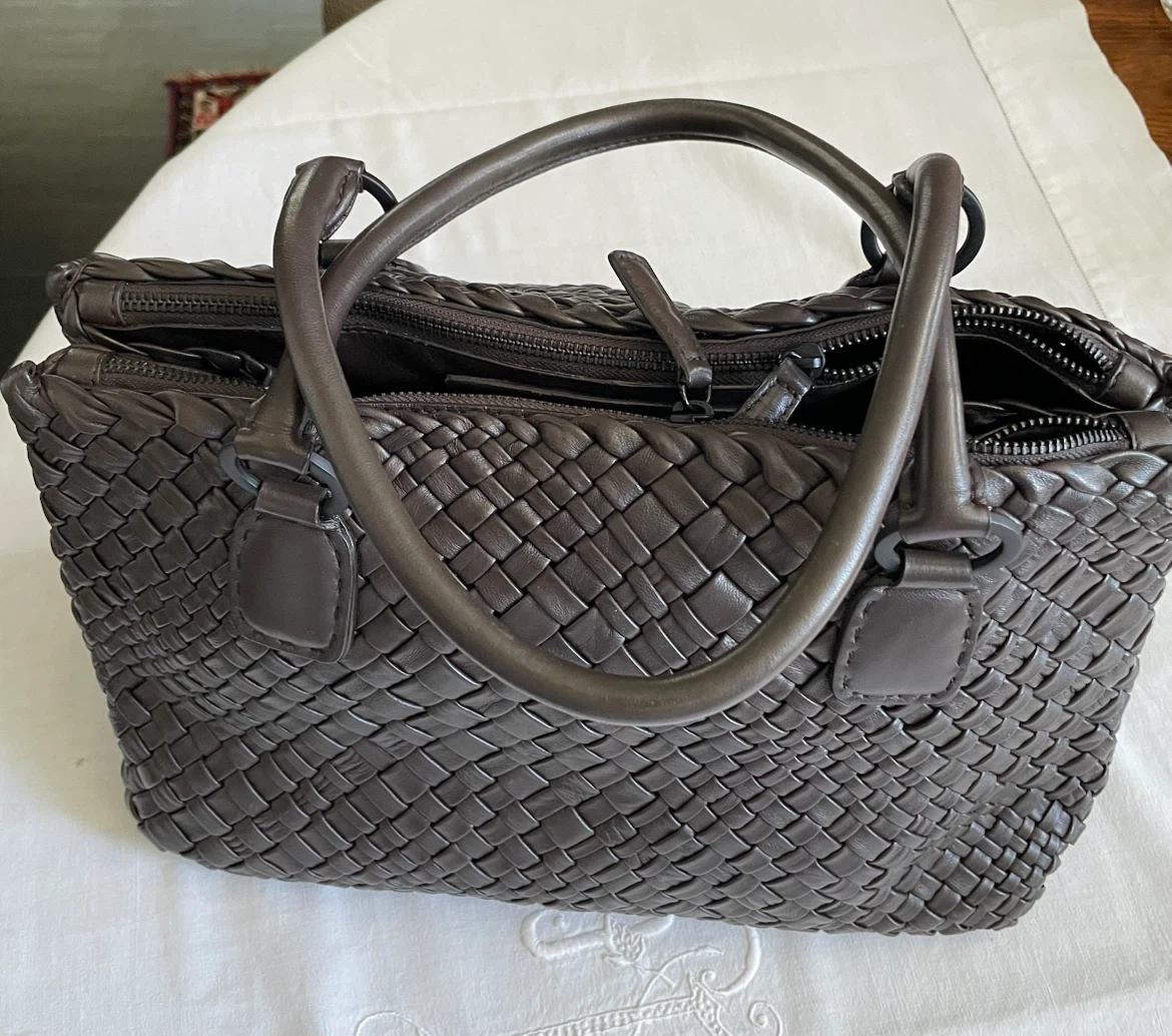 Brown Woven Leather Tote Bag - photo 2