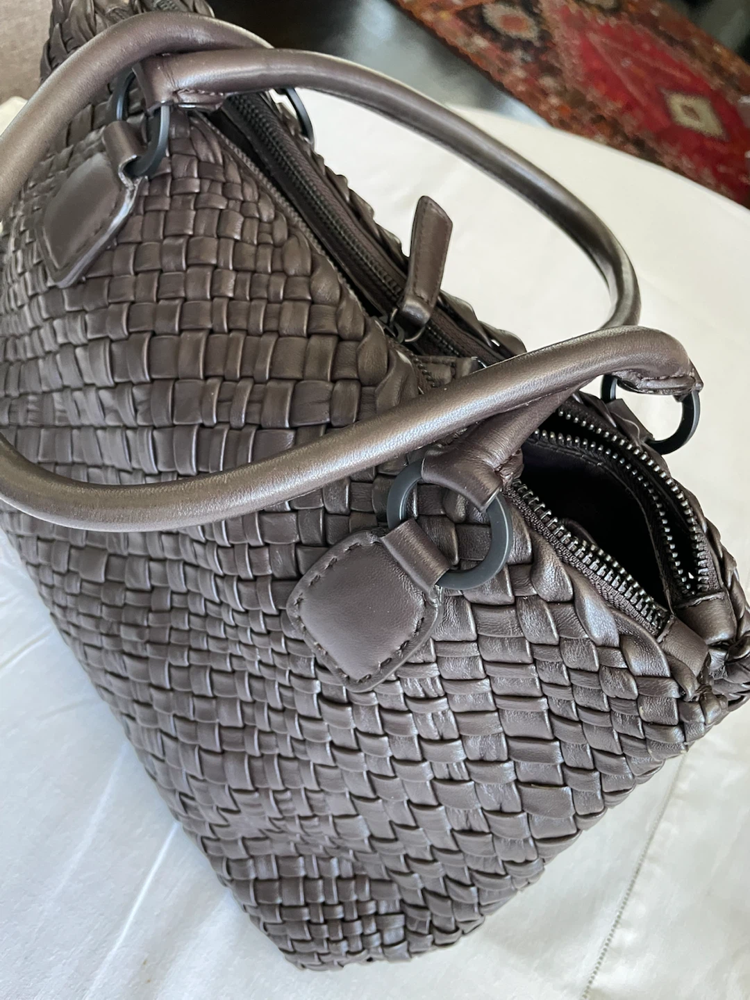 Brown Woven Leather Tote Bag - photo 3