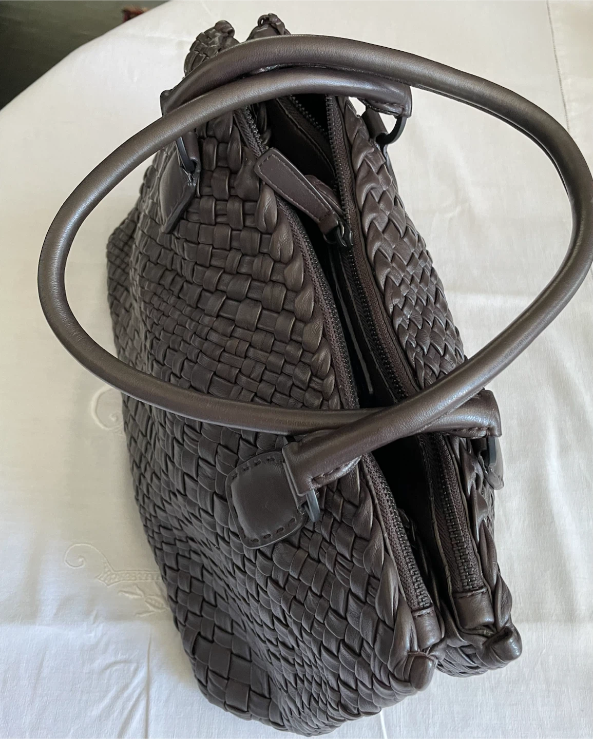 Brown Woven Leather Tote Bag - photo 5