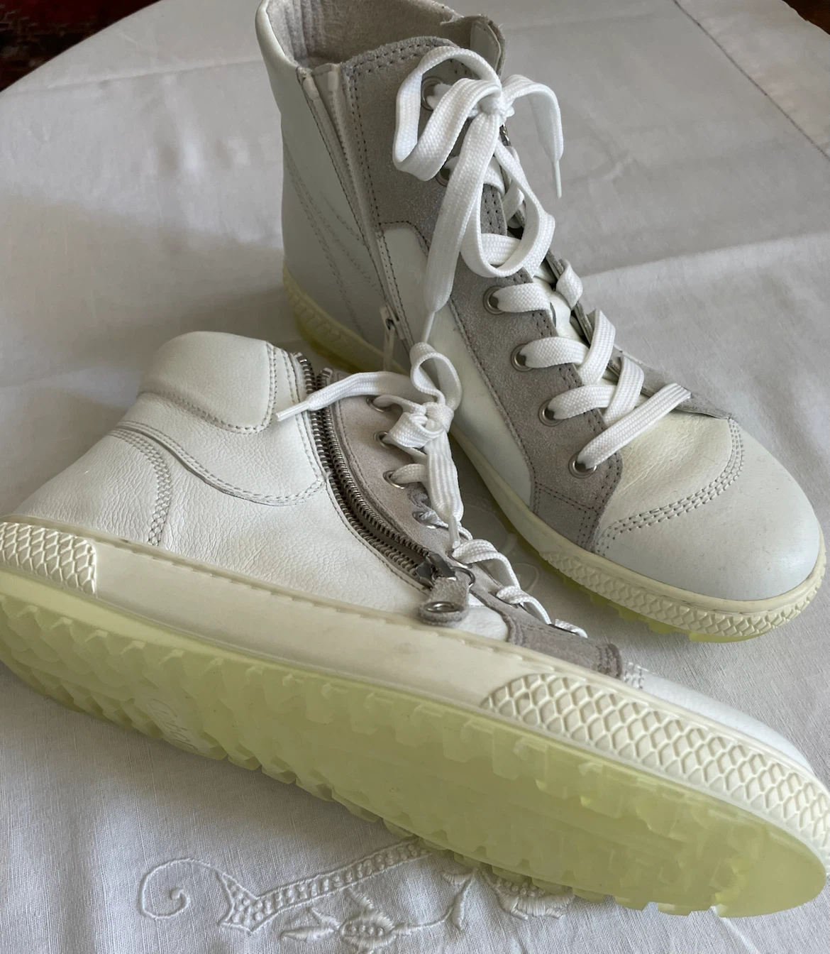 White and Grey High-Top Sneakers - photo 2