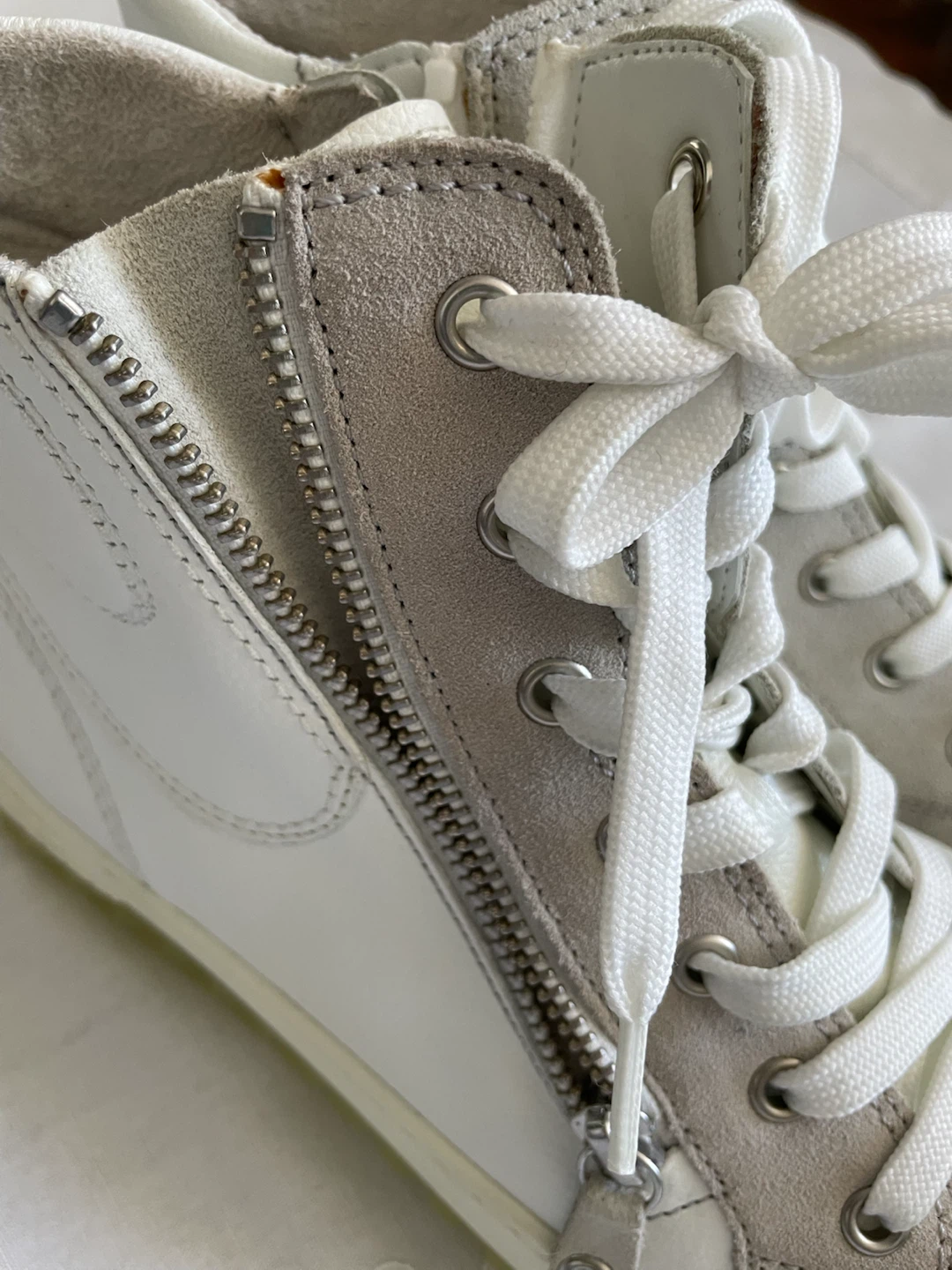 White and Grey High-Top Sneakers - photo 3
