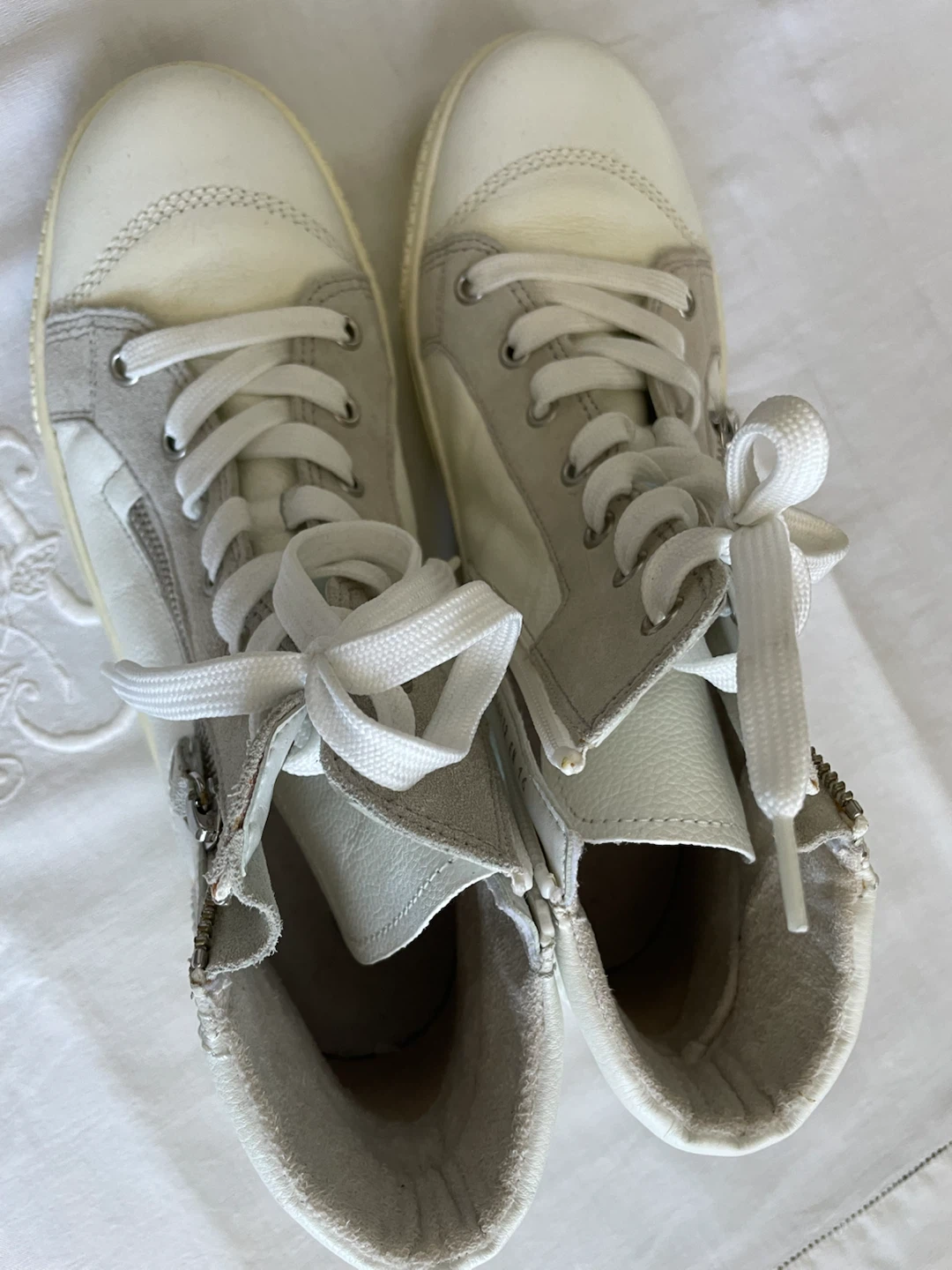 White and Grey High-Top Sneakers - photo 4