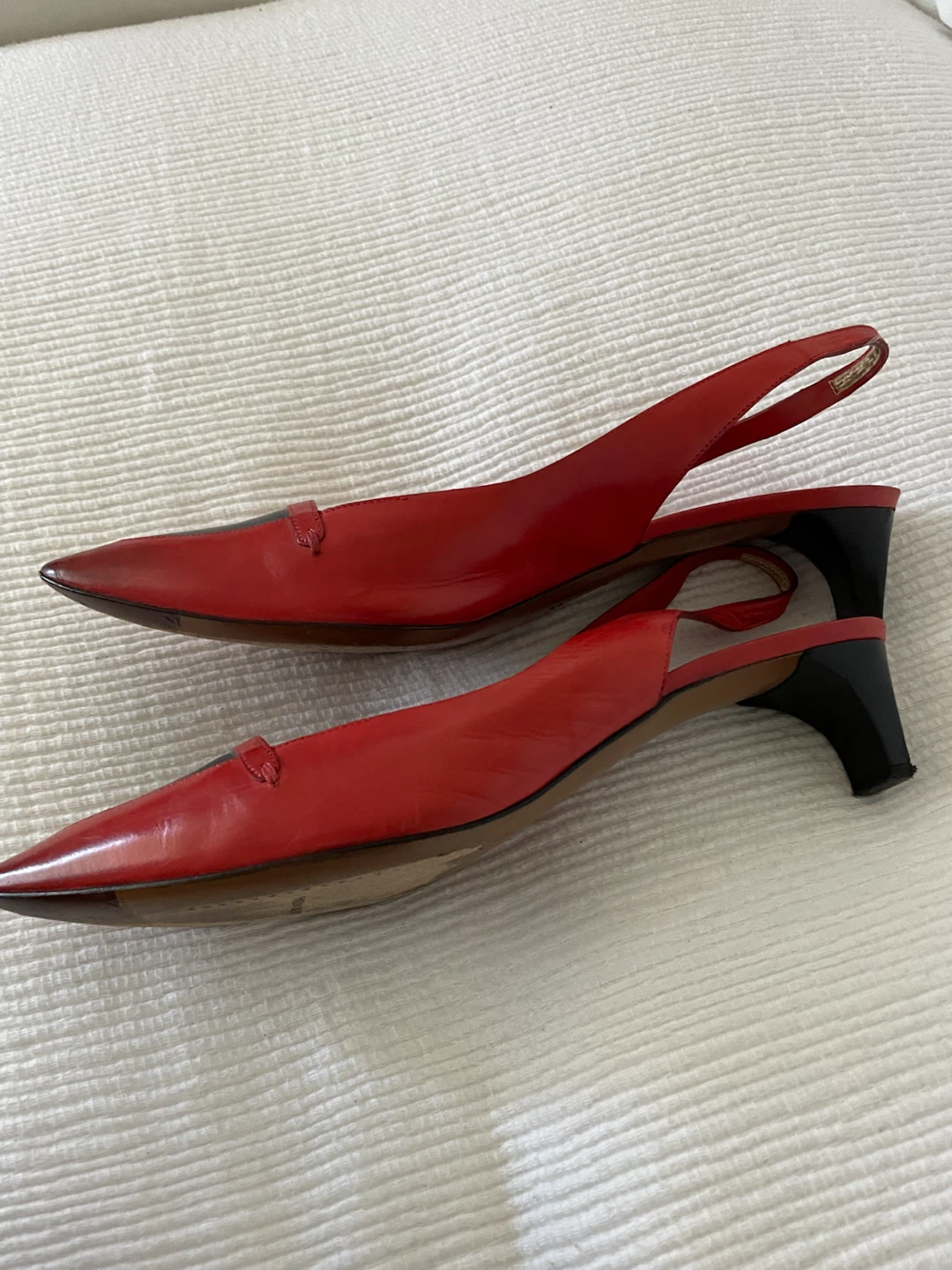 Costume National Red Slingback Heels Size 39.5 - photo 2