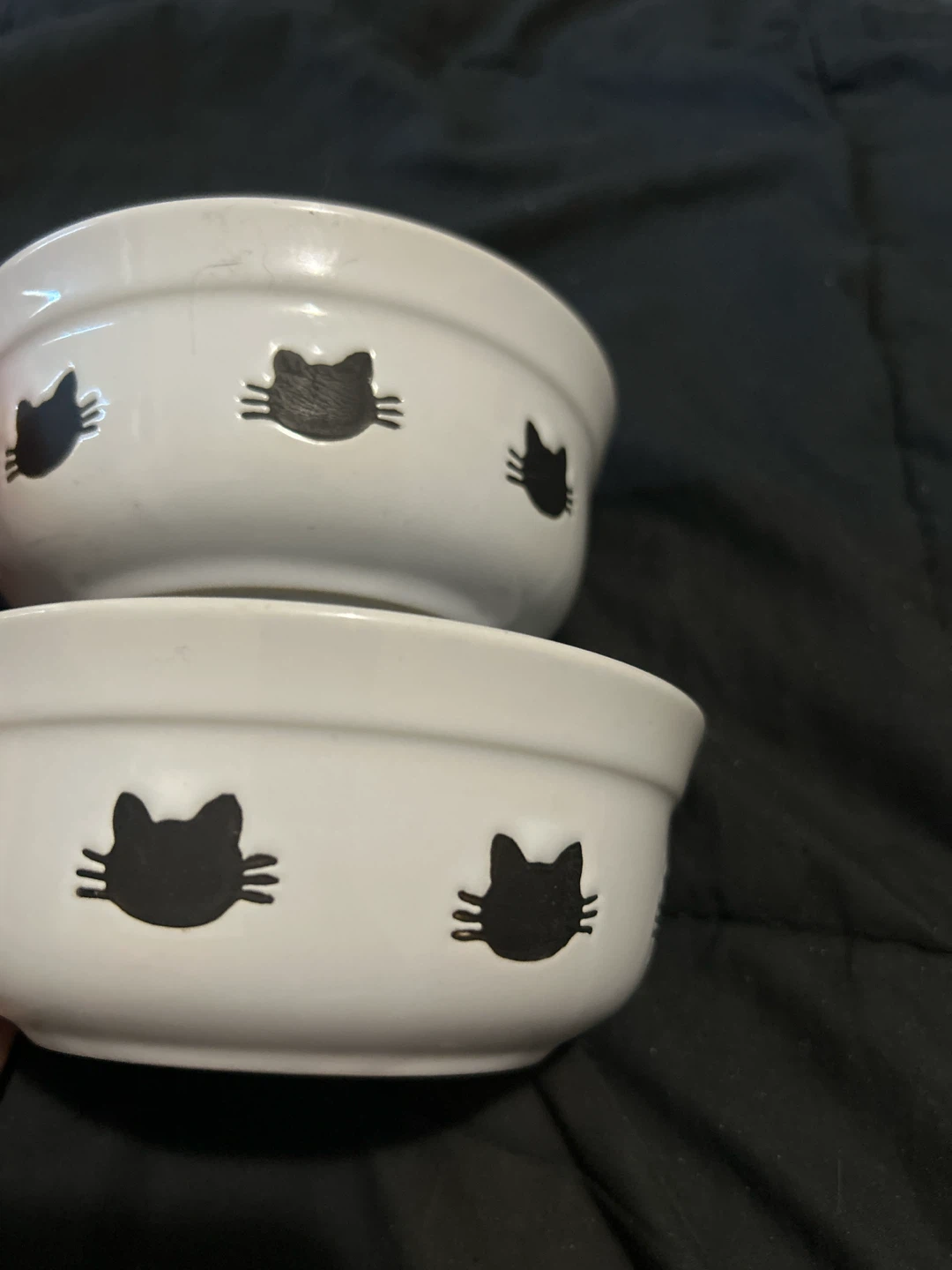 2 White Cat Food Bowls - photo 3