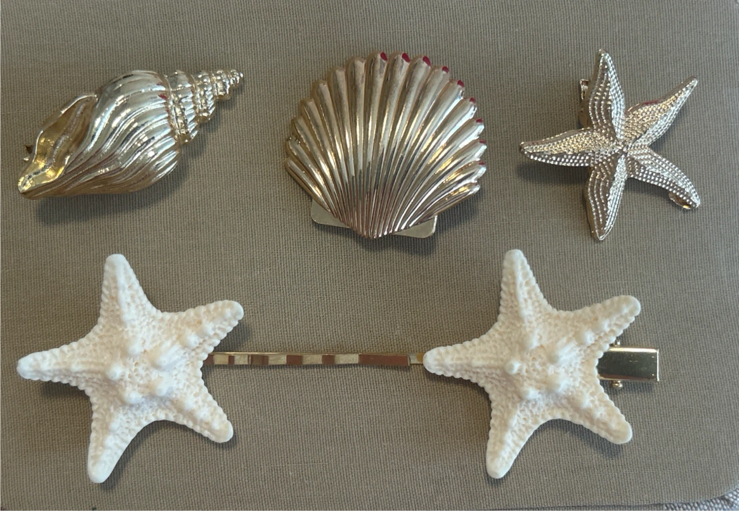 Seashell and Starfish Hair Clips Set