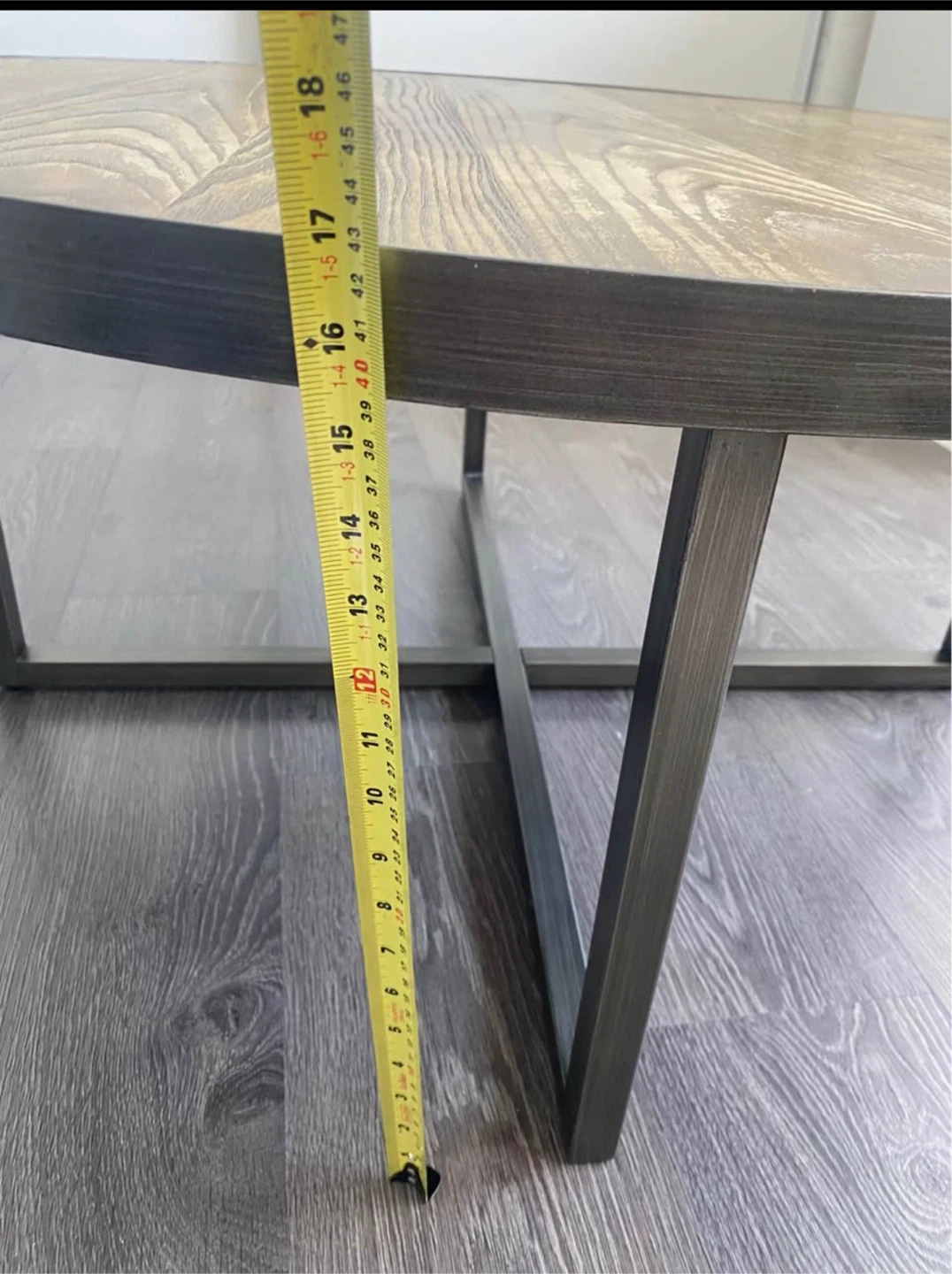 Round Wood Top Coffee Table with Metal Base - photo 4