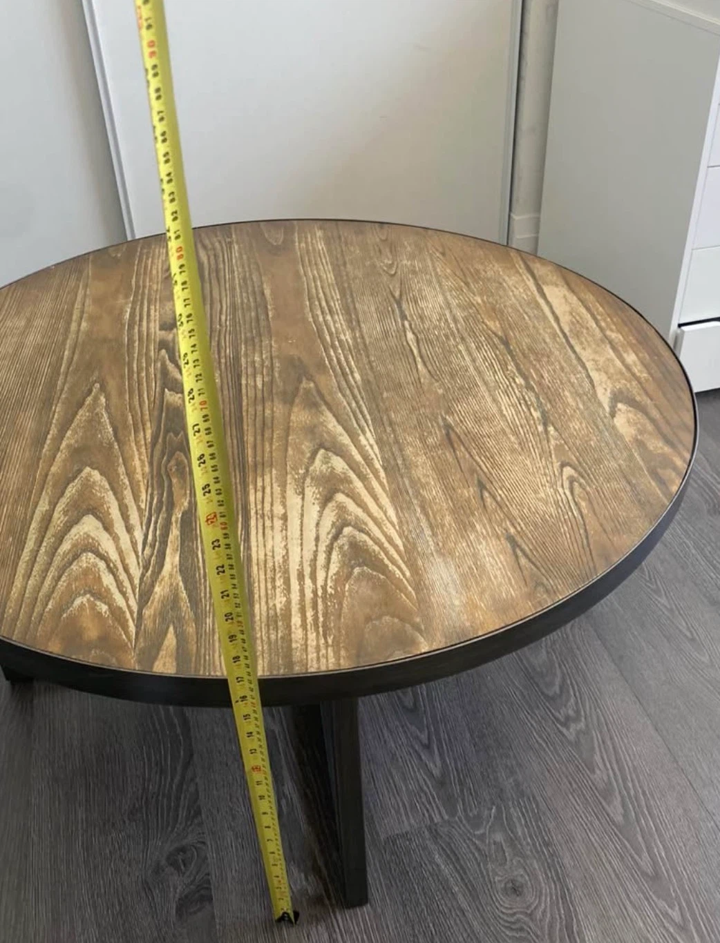 Round Wood Top Coffee Table with Metal Base - photo 5
