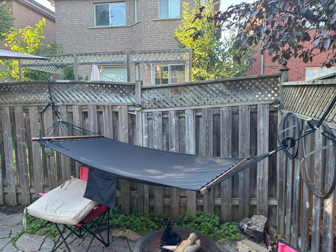 Black Hammock with Wooden Spreader Bars