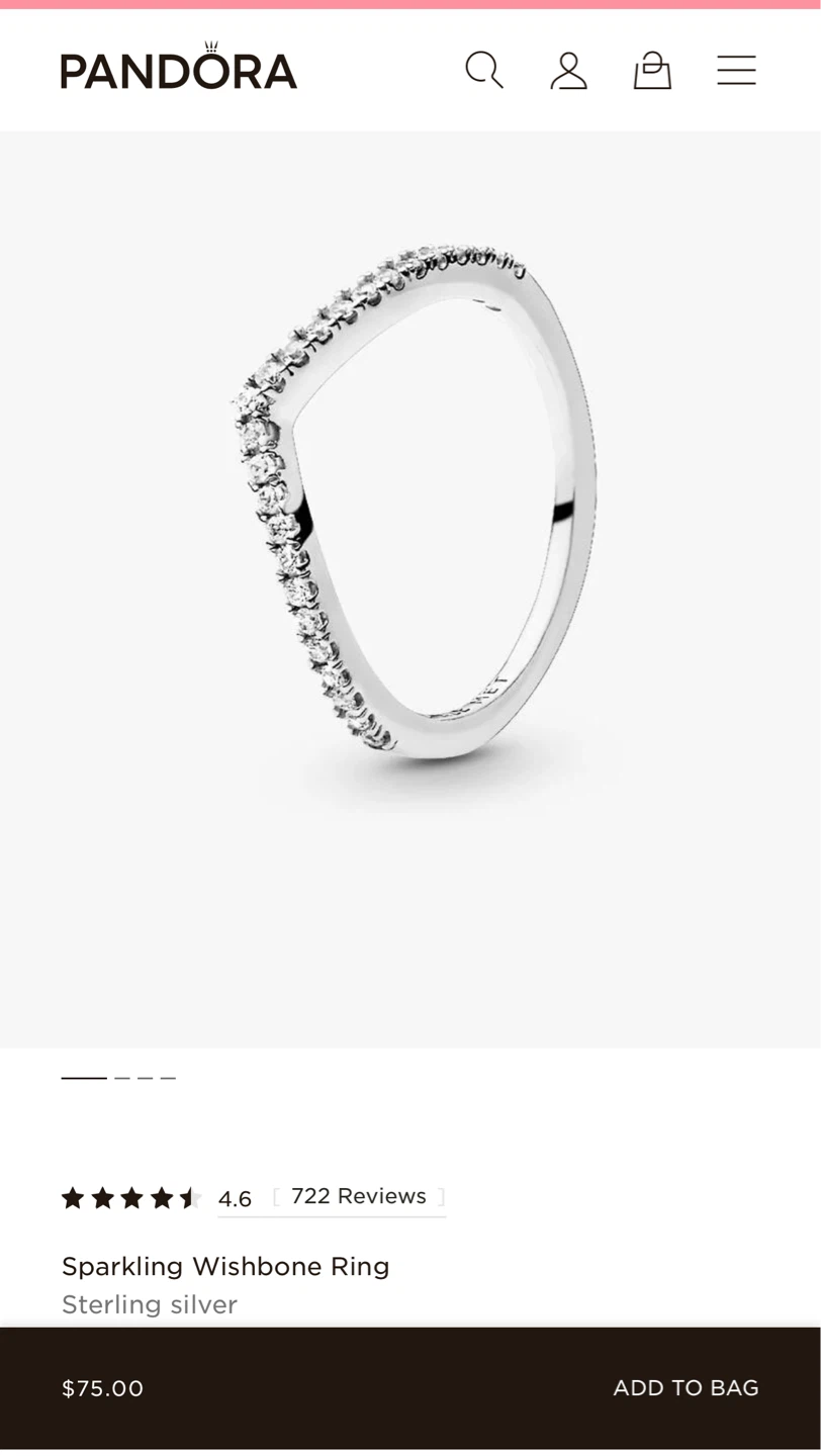 Pandora Sparkling Wishbone Ring Sterling Silver - photo 2
