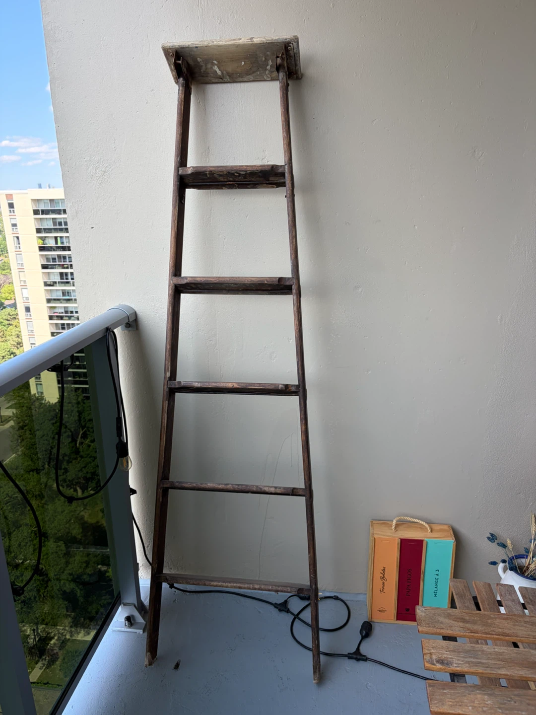 Vintage Wooden Step Stool Ladder