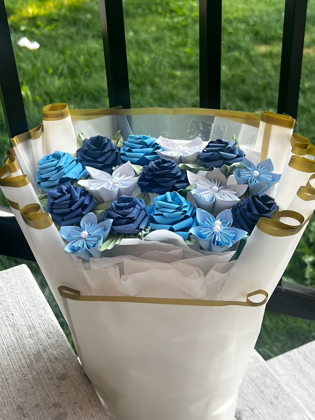 Blue Origami Flower Bouquet - photo 2
