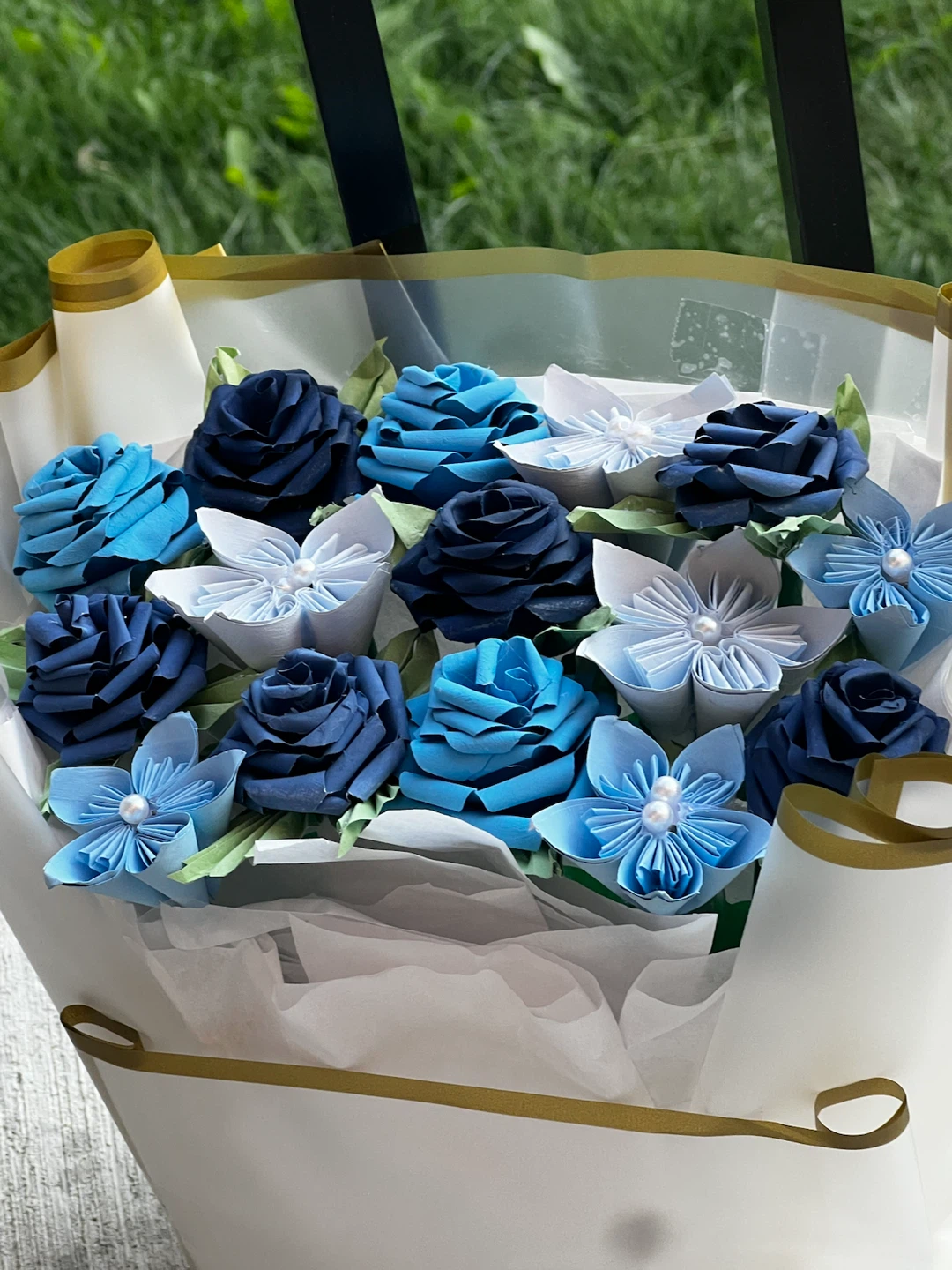 Blue Origami Flower Bouquet - photo 3