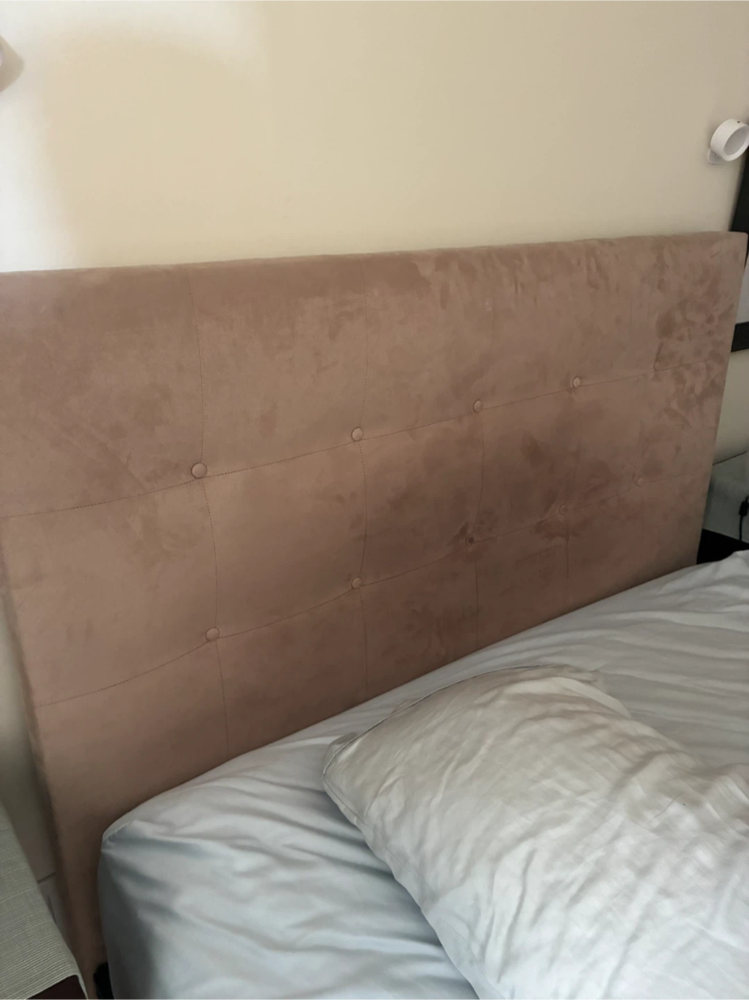 Taupe Suede Tufted Headboard