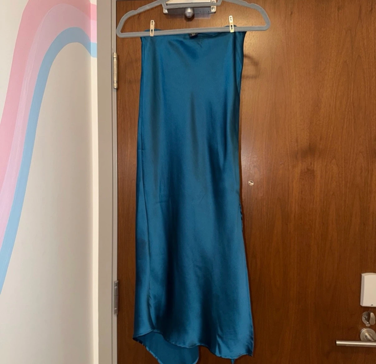 Teal Satin Midi Skirt - photo 2