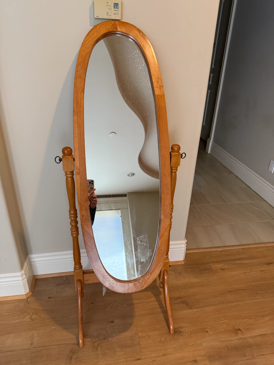 Wooden Oval Standing Mirror - photo 3