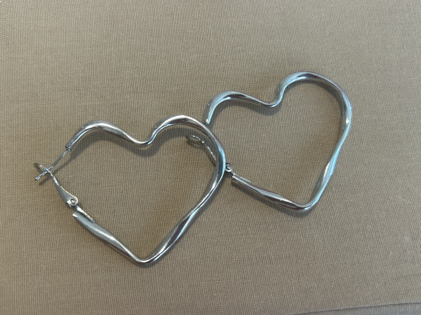 Silver Heart Hoop Earrings