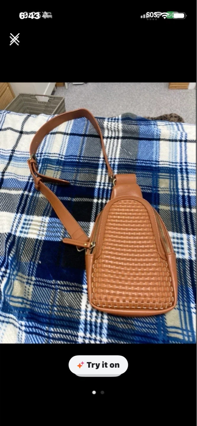 Brown Faux Leather Crossbody Sling Bag