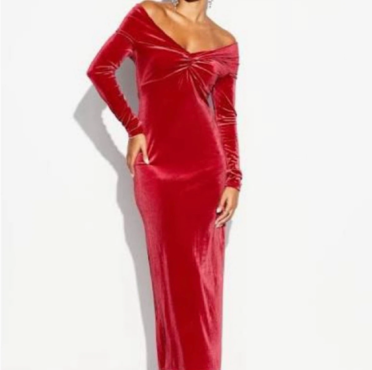 Old Navy The Occasion Red Velvet Off-the-Shoulder Dress