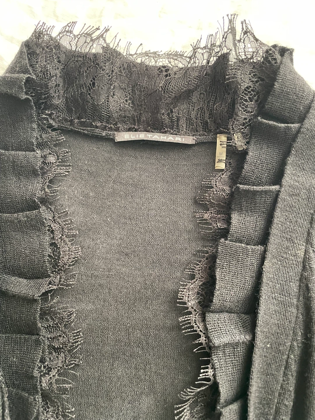 Elie Tahari Black Lace Trim Cardigan - photo 2