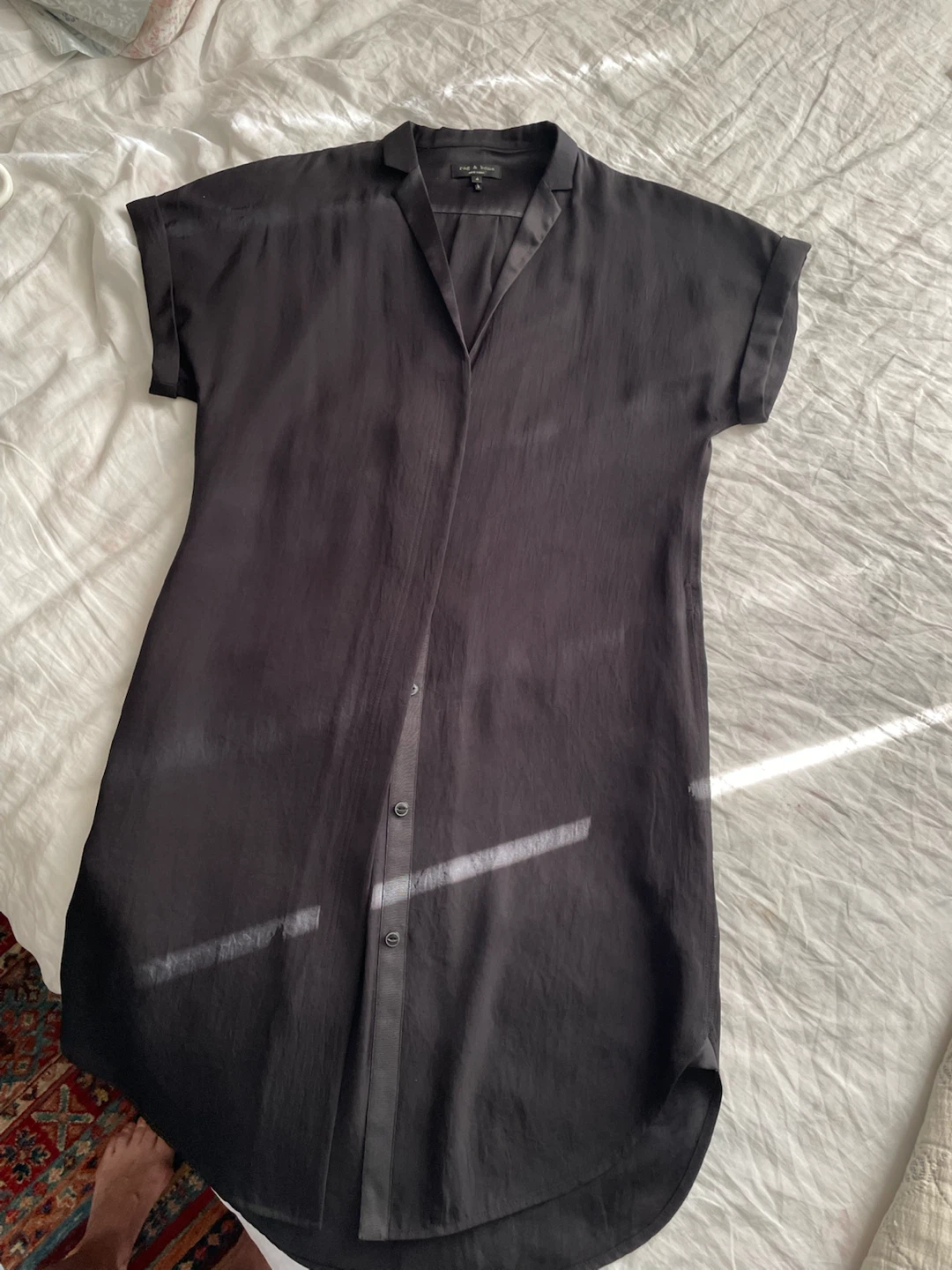 Rag & Bone Black Button-Down Shirt Dress