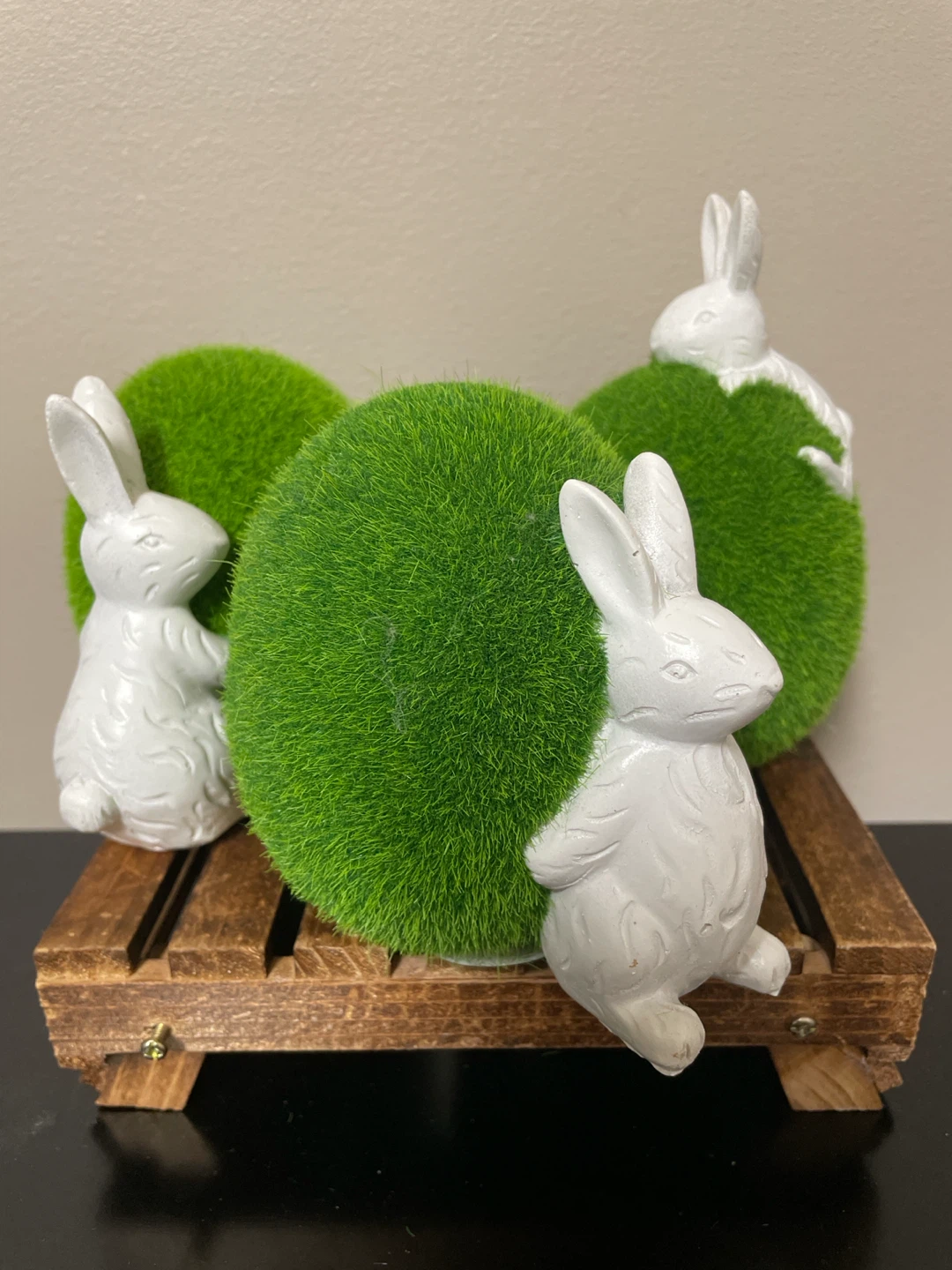 Easter Bunny and Grass Ball Decor Set