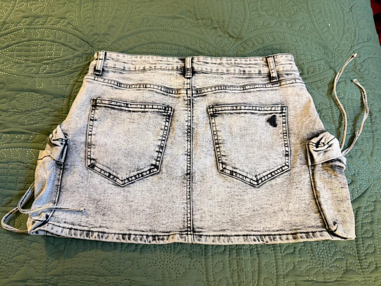 V.I.P. Jeans Acid Wash Cargo Denim Skirt XL - photo 5