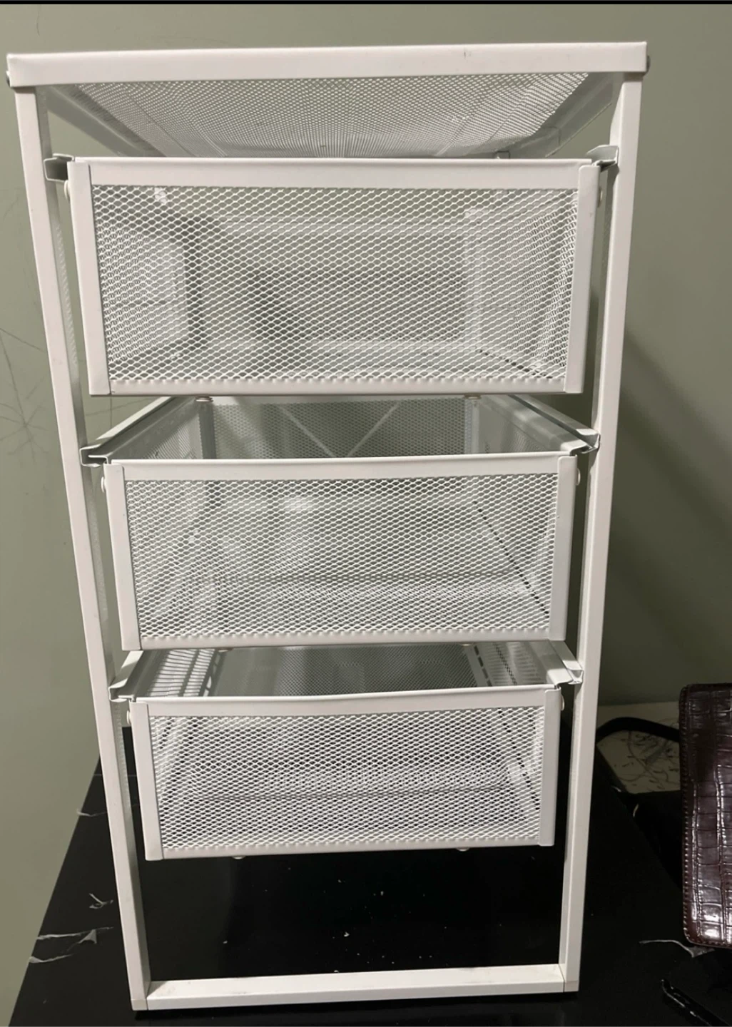 White 3-Tier Mesh Drawer Storage Unit