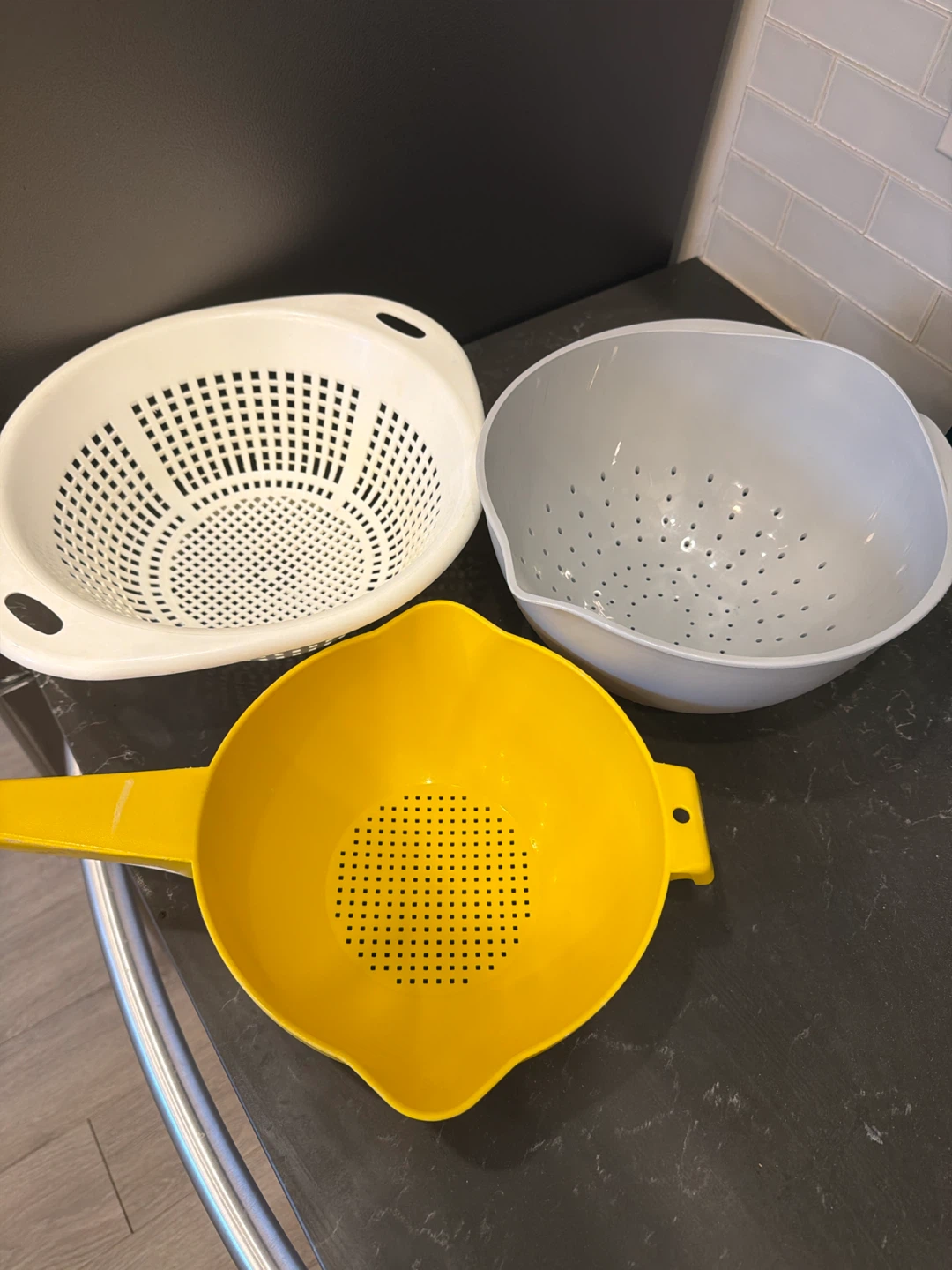 Colander Set - White, Grey, and Yellow