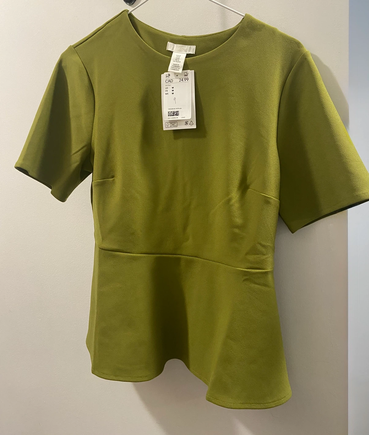 H&M Peplum Top - Green - Size M