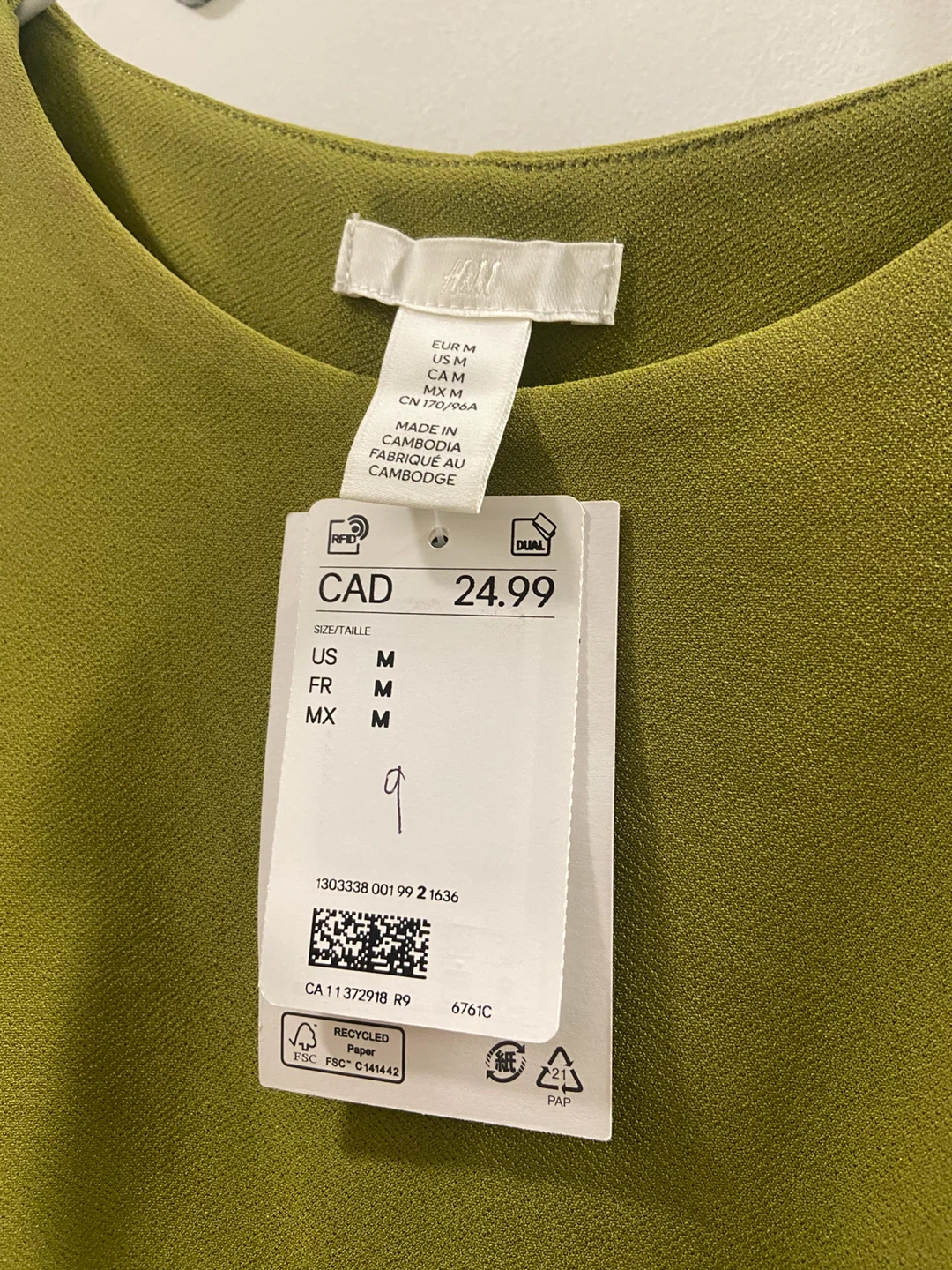 H&M Peplum Top - Green - Size M - photo 3