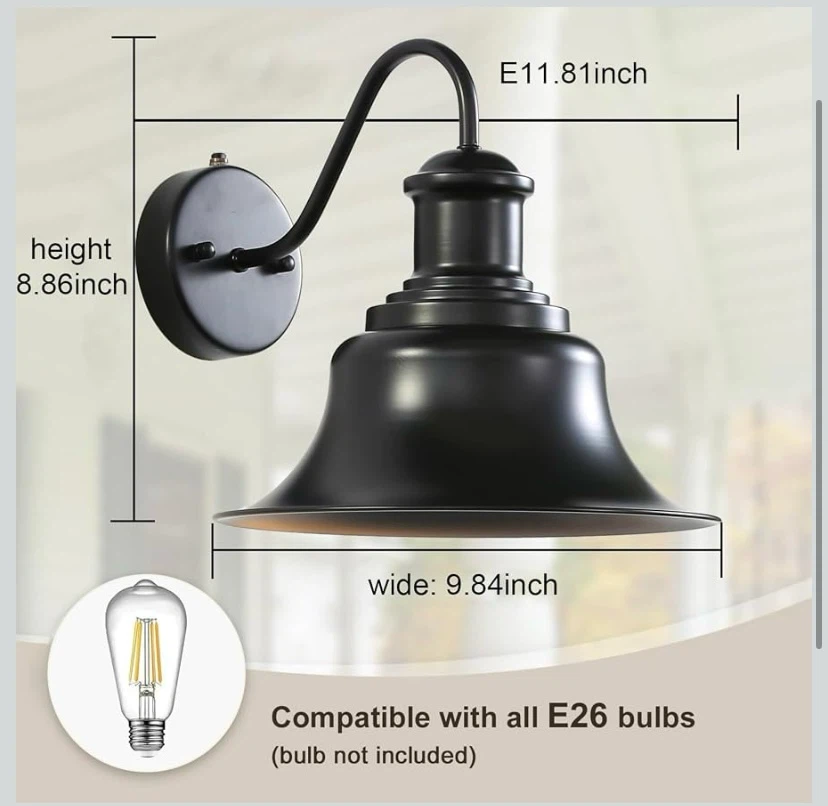 New 2 Pack Dusk to Dawn Outdoor Gooseneck Barn Lights - photo 2
