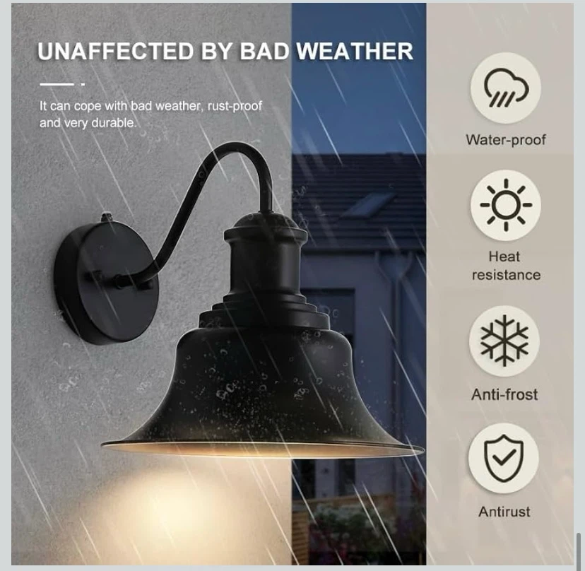 New 2 Pack Dusk to Dawn Outdoor Gooseneck Barn Lights - photo 4