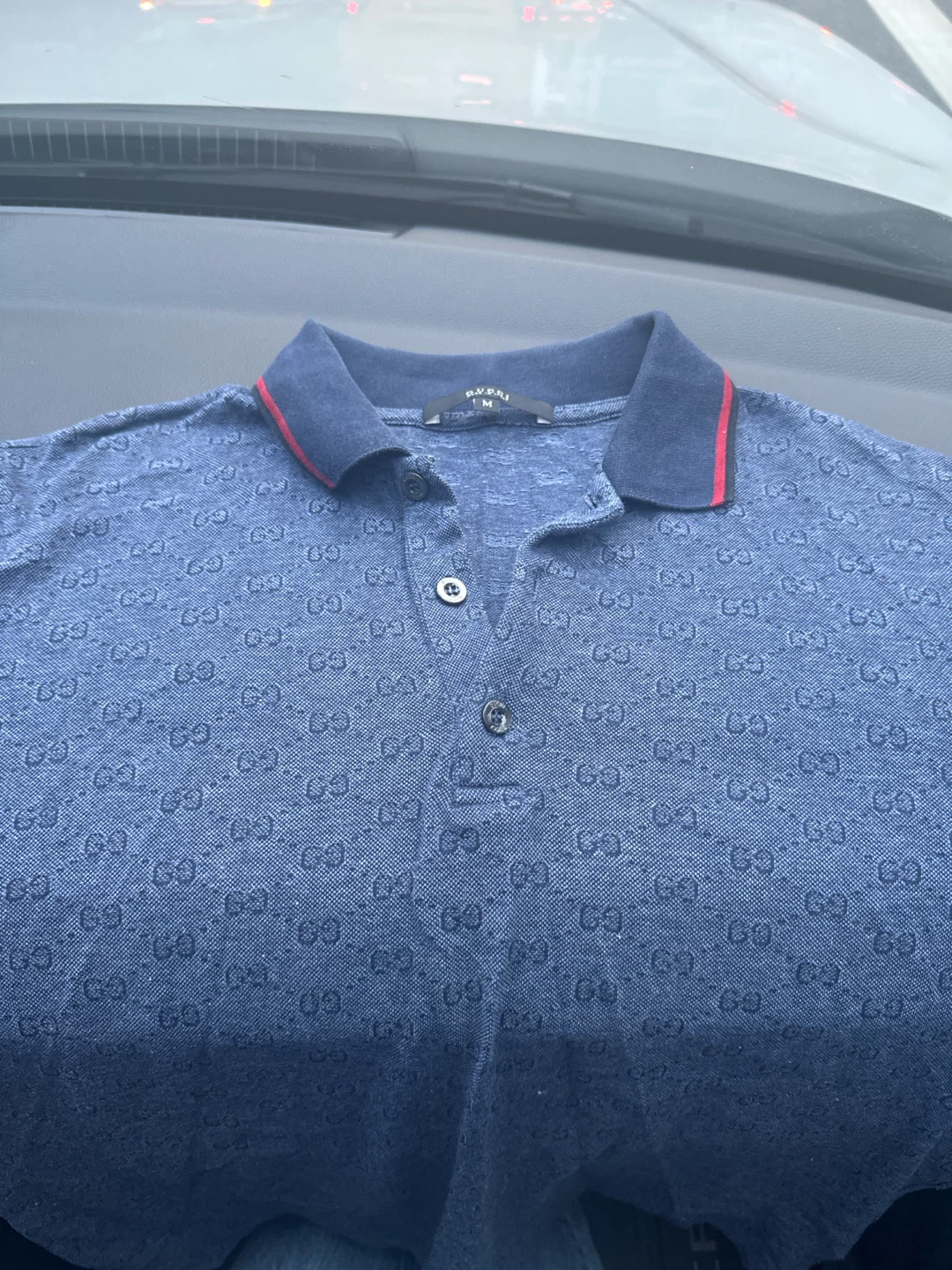 Gucci Blue Monogram Polo Shirt - Size M - photo 5