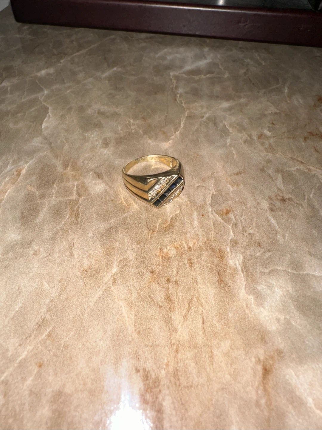 Gold Ring with Sapphire and Diamonds