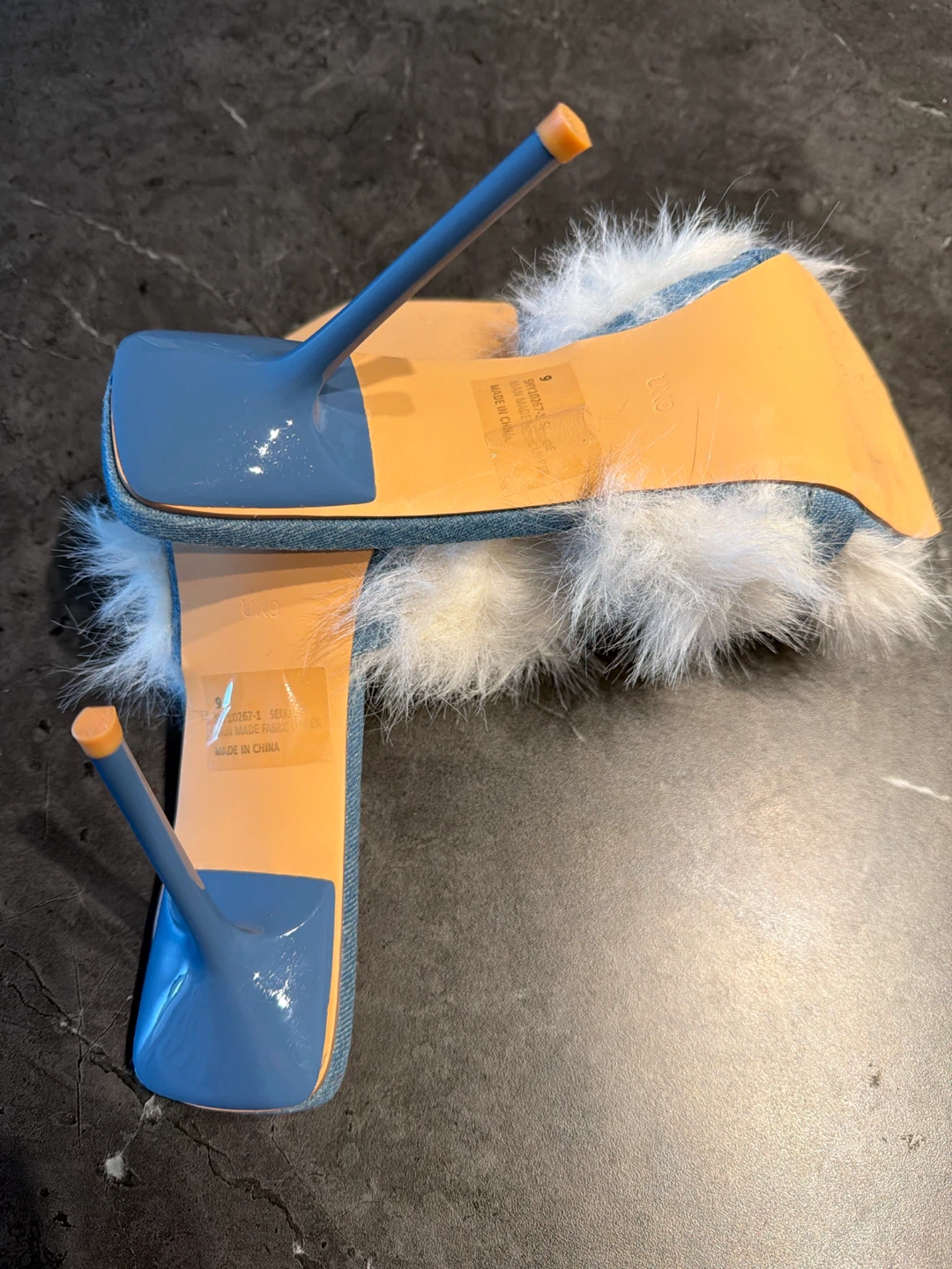 EGO Women's Furry Denim Heeled Sandals Size 9 - photo 2