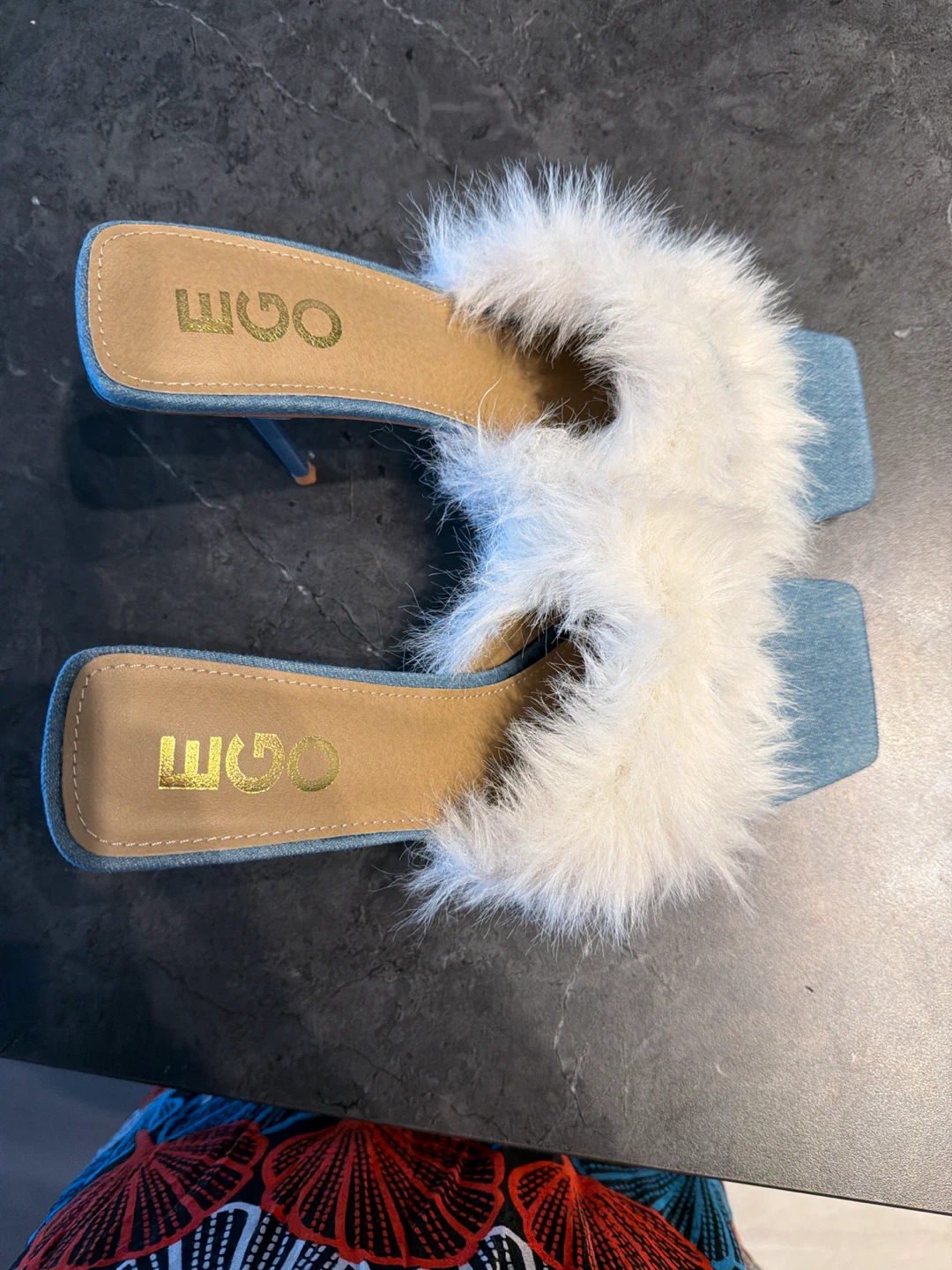 EGO Women's Furry Denim Heeled Sandals Size 9 - photo 3