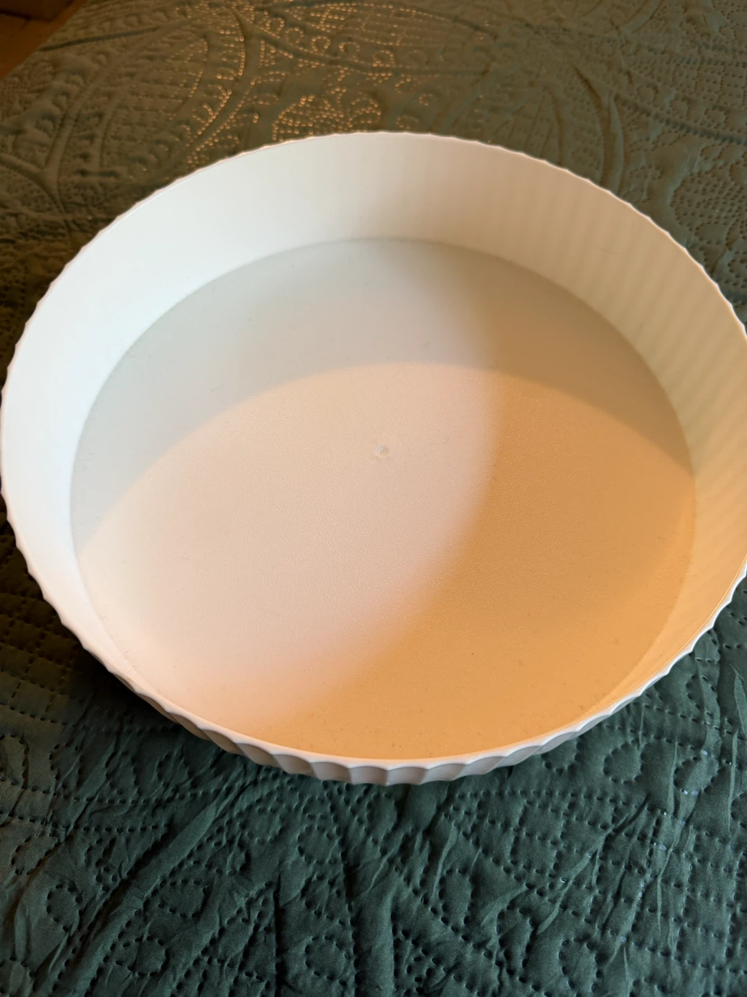 White Round Serving Platter with Gold Feet
