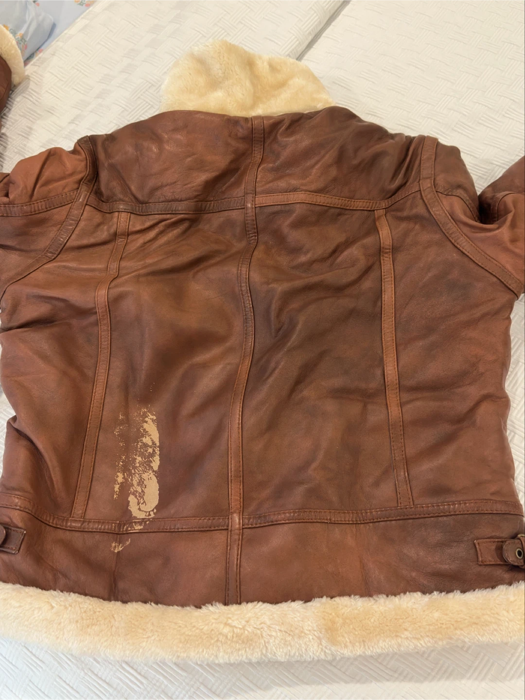 Brown Faux Fur Lined Leather Jacket - photo 3