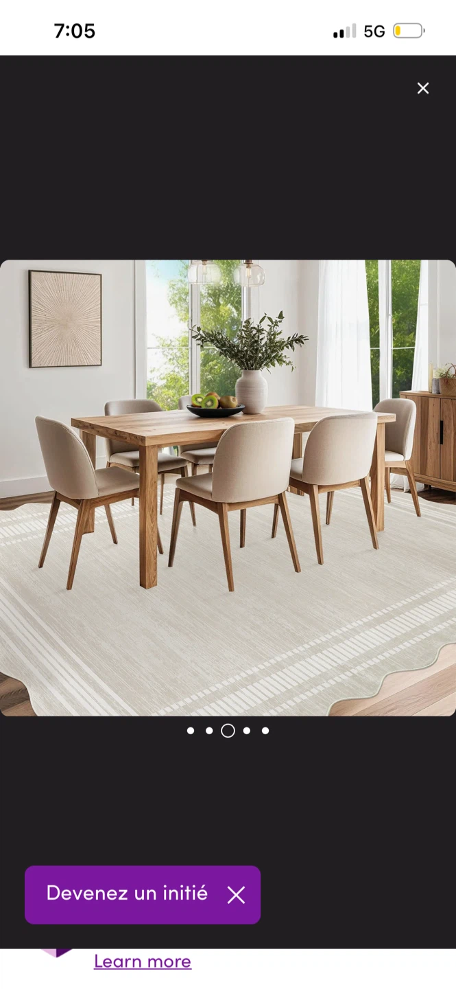New Machine-washable Cream Scalloped Area Rug - photo 2
