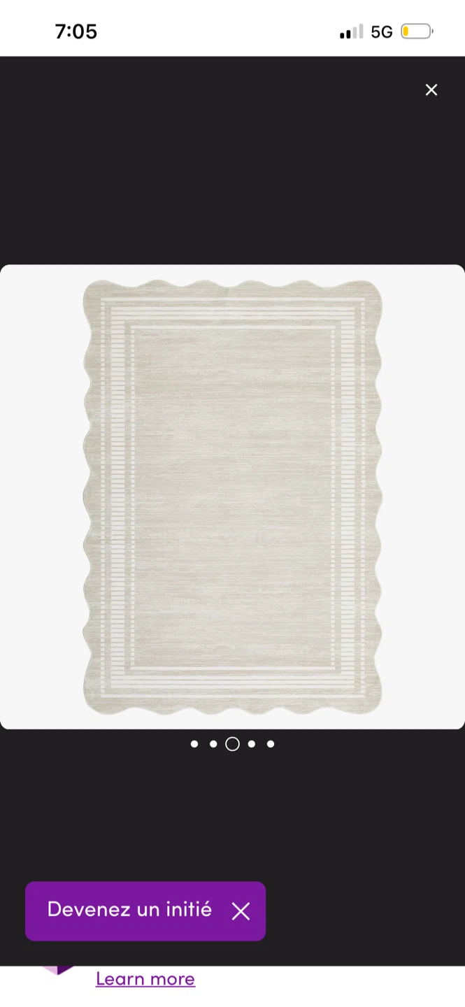 New Machine-washable Cream Scalloped Area Rug - photo 3