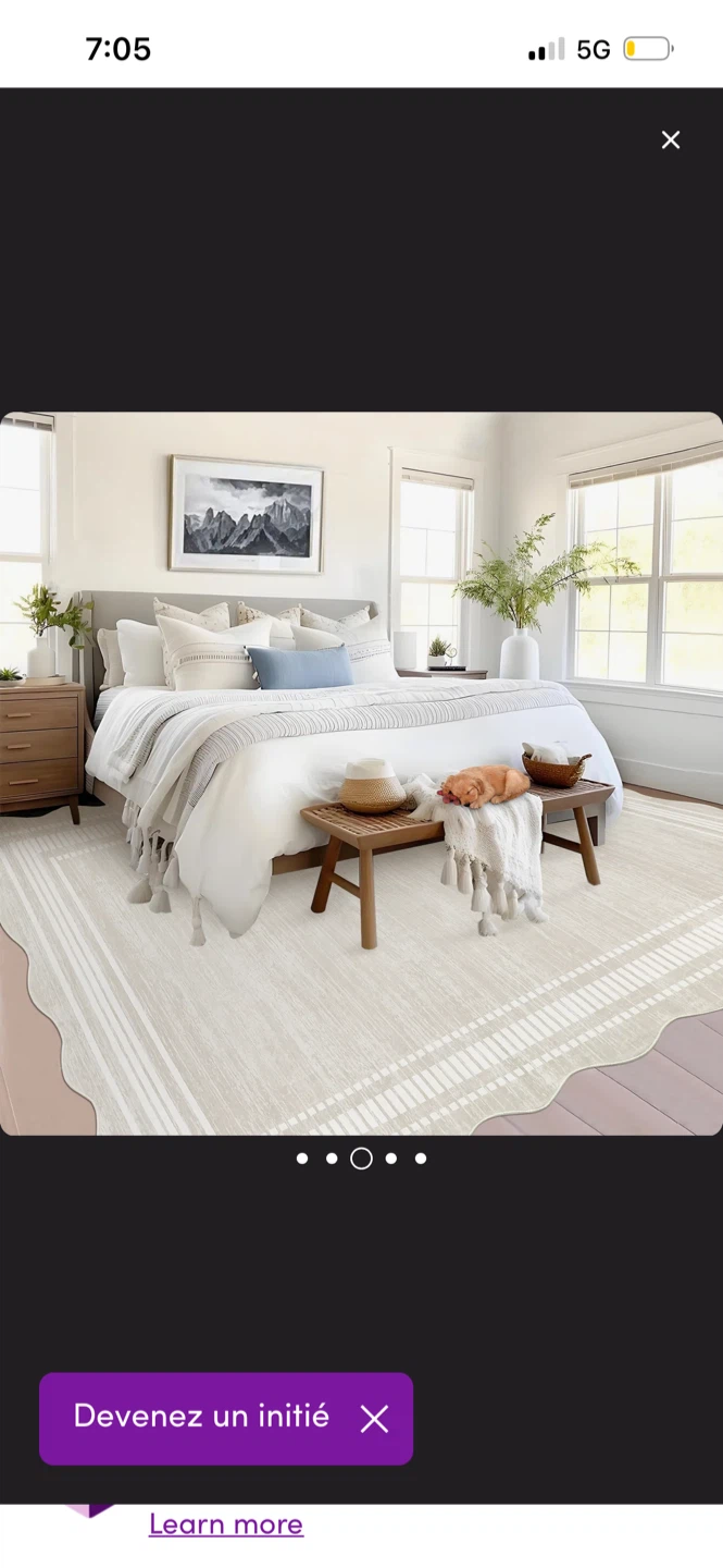 New Machine-washable Cream Scalloped Area Rug - photo 4