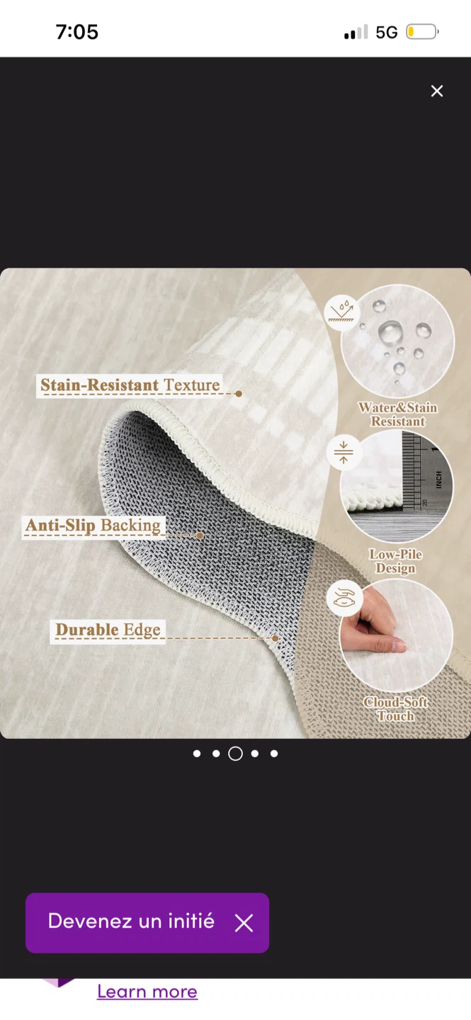 New Machine-washable Cream Scalloped Area Rug - photo 5