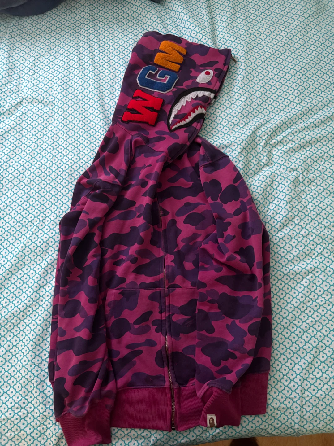 BAPE Purple Camo Shark Full Zip Hoodie
