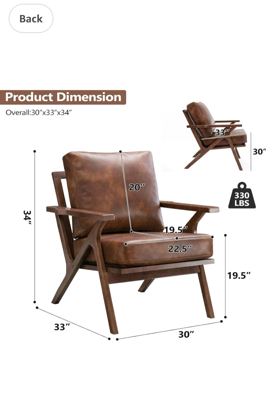 Brown Faux Leather Armchair - BNIB!!! - photo 3