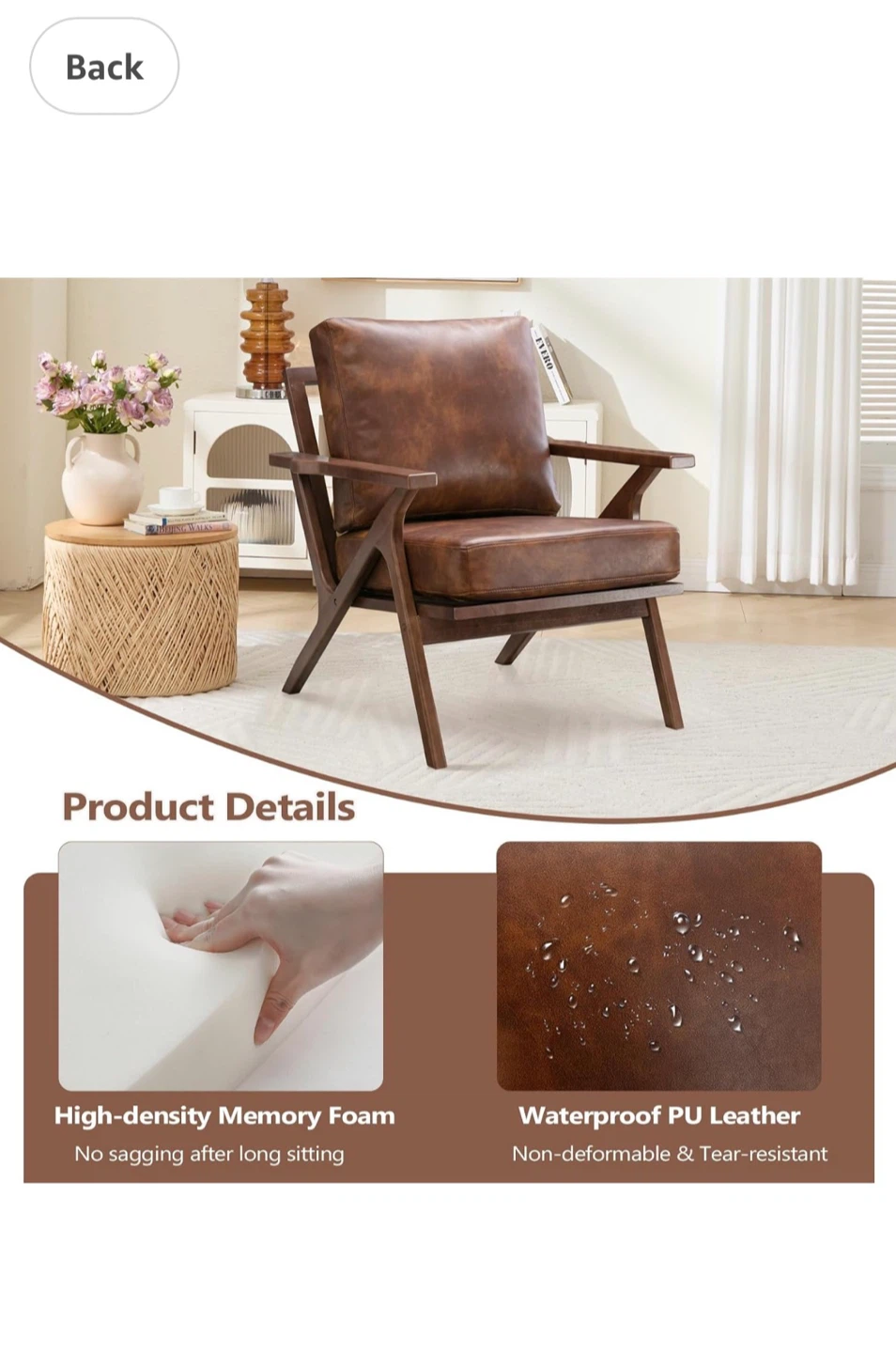 Brown Faux Leather Armchair - BNIB!!! - photo 4
