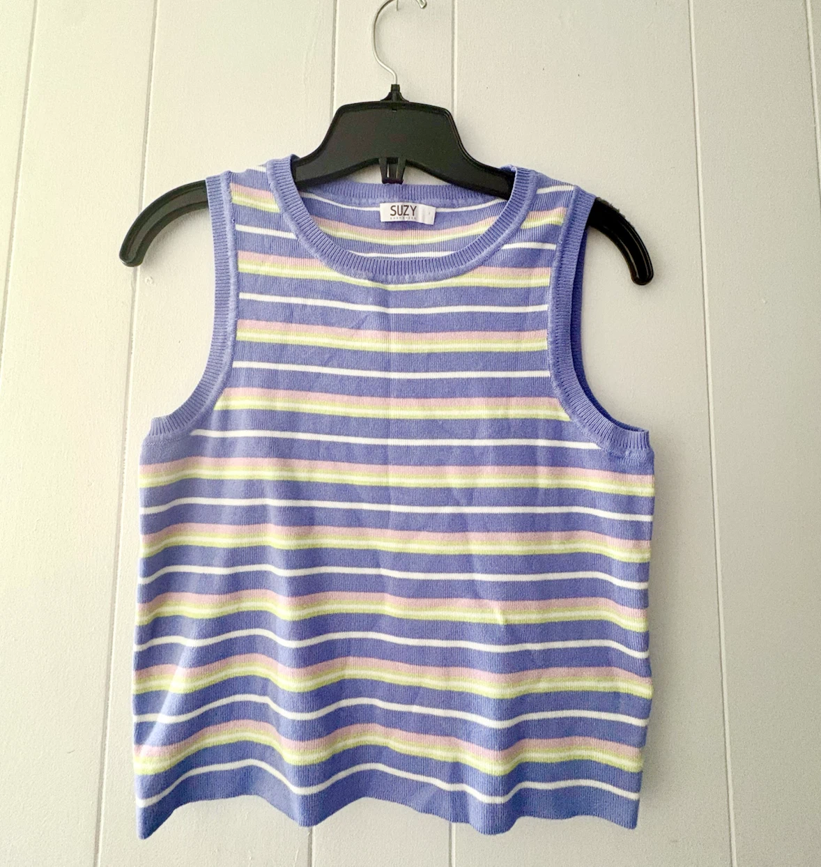 Striped Sleeveless Knit Top!