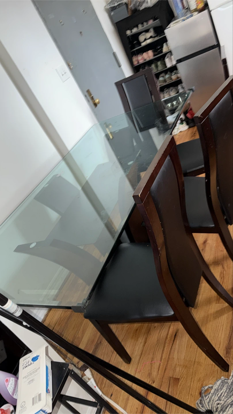 Glass Top Dining Table with 4 Chairs