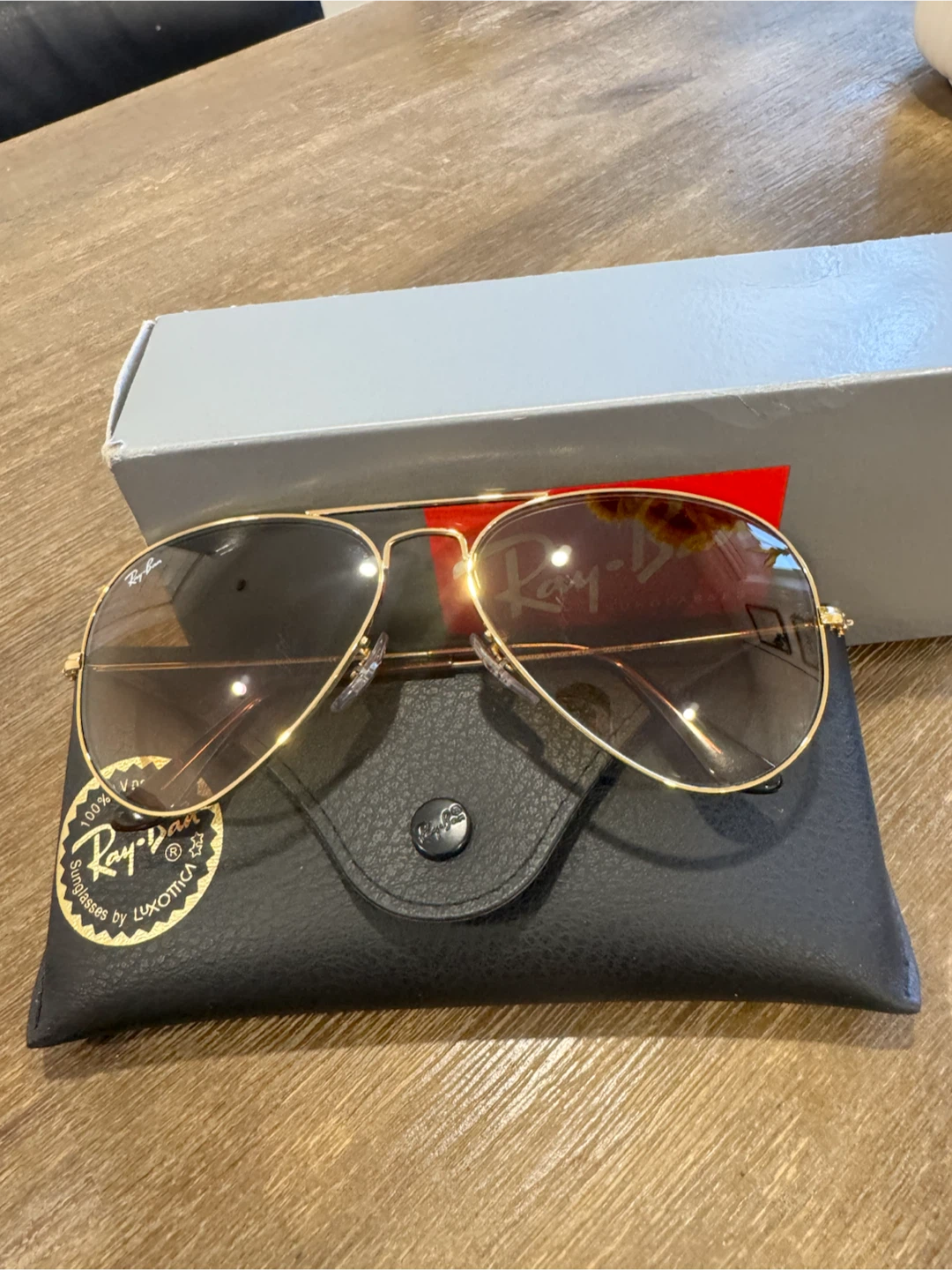 Ray-Ban Aviator Sunglasses Gold Frame Brown Gradient Lenses - photo 2