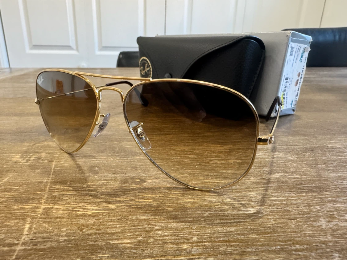 Ray-Ban Aviator Sunglasses Gold Frame Brown Gradient Lenses - photo 5