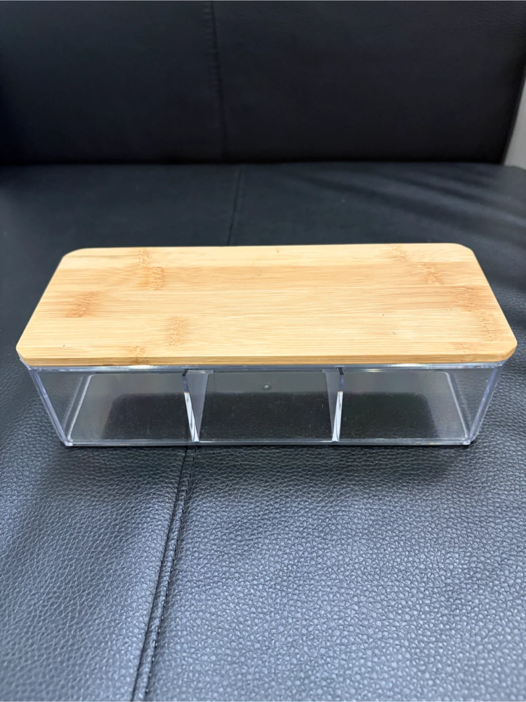 Clear Acrylic Organizer with Bamboo Lid